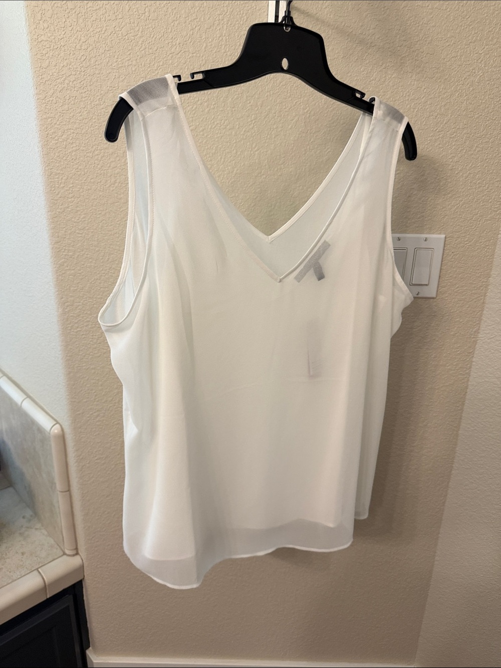White House Black Market White V-Neck Sleeveless Camisole